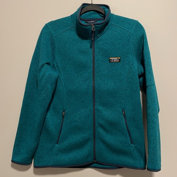NWOT L.L. Bean Fleece Sweater in Heathered Teal - Picture 2 of 9